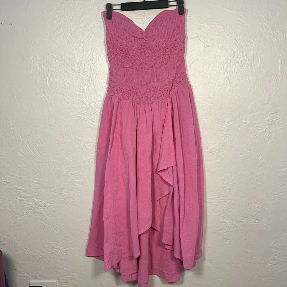 Free People Sparkling Moment Drop Waist Dress M Sugar Magnolia Pink Strapless
